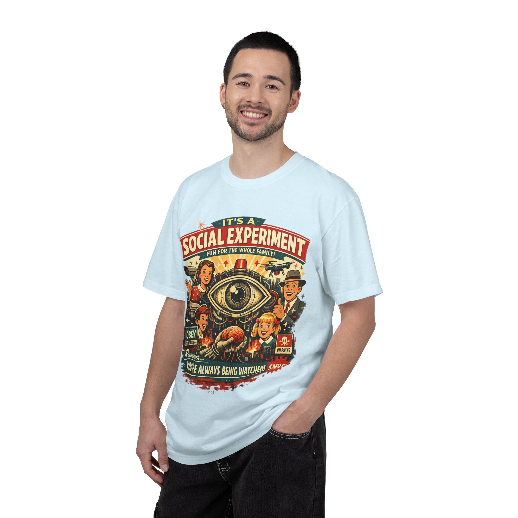 T-Shirt — "It's a Social Experiment" Retro Surveillance Graphic Tee