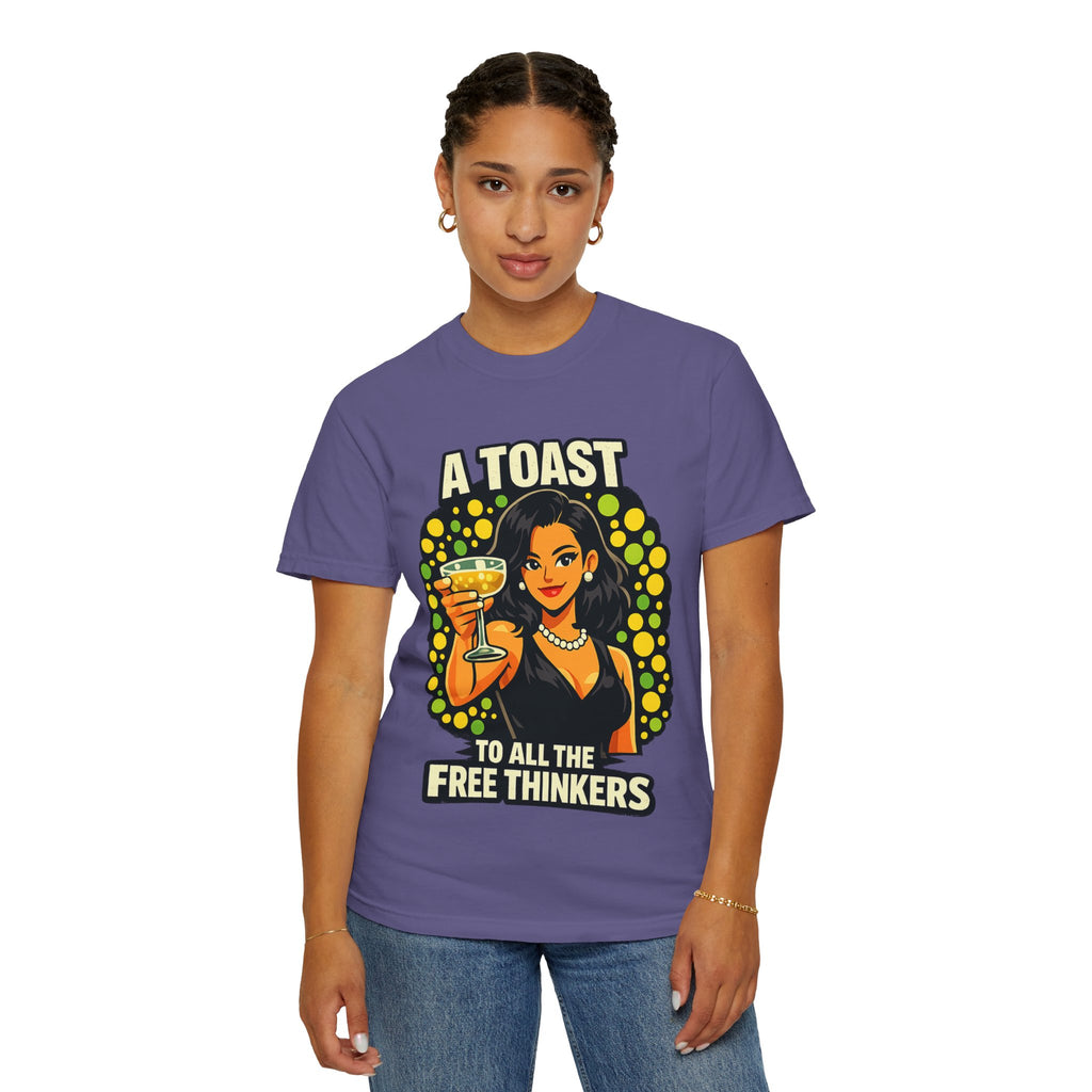 Vintage 'A Toast to All the Free Thinkers' Graphic T-Shirt