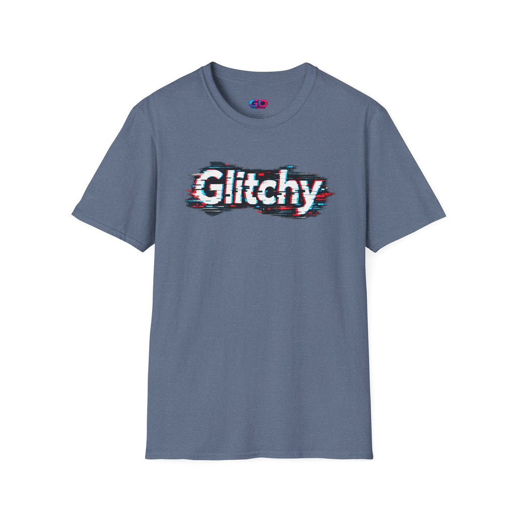 Glitchy Graphic T-Shirt — Retro Glitch Text Tee