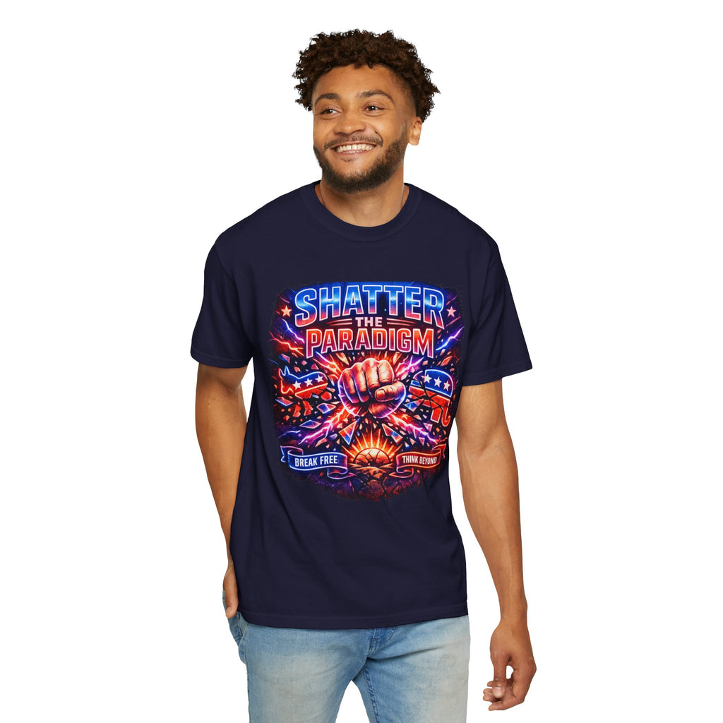 Shatter the Paradigm Graphic T-Shirt — Break Free Fist Design
