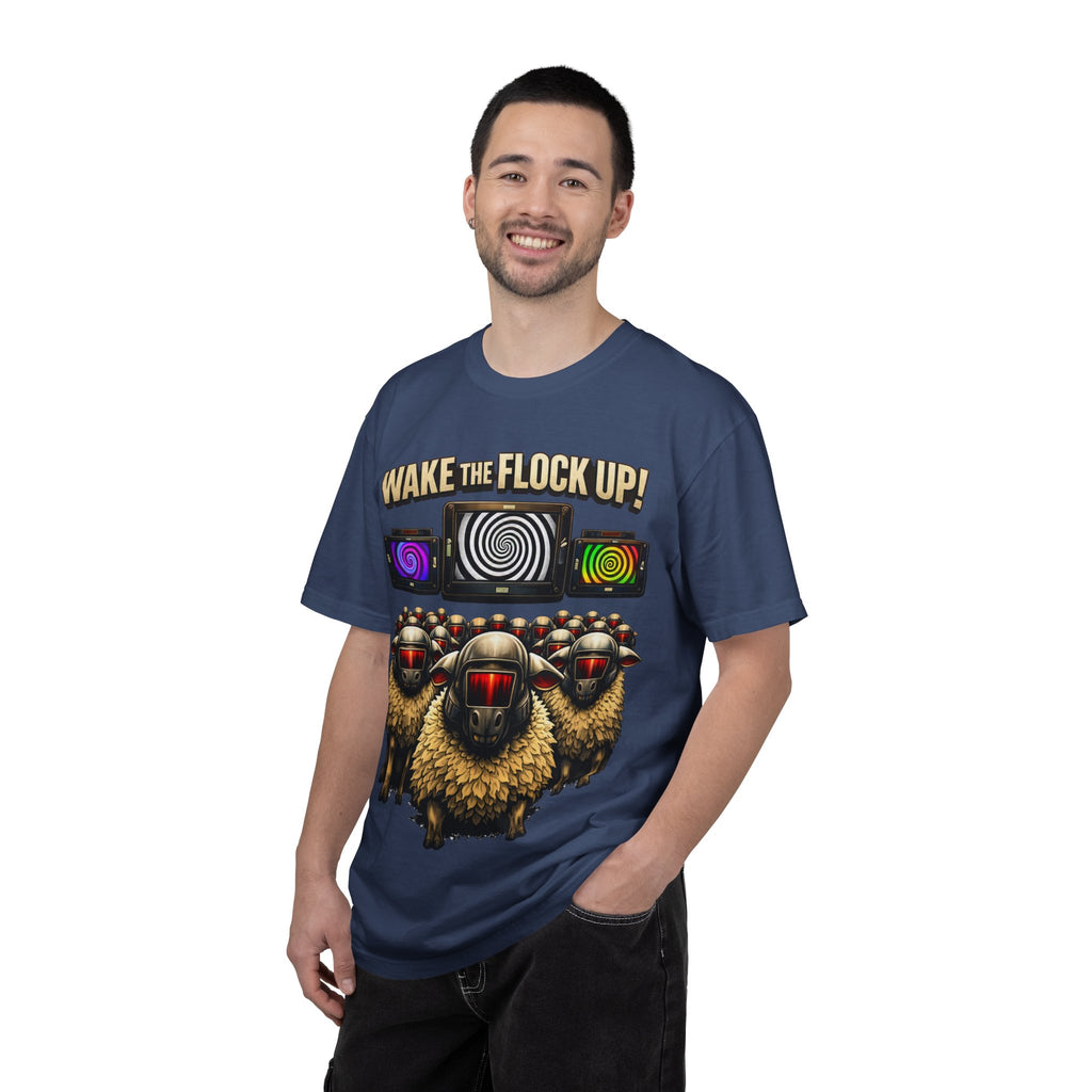 Wake the Flock Up! V3 Hypnotic Sheep Novelty Graphic T-Shirt