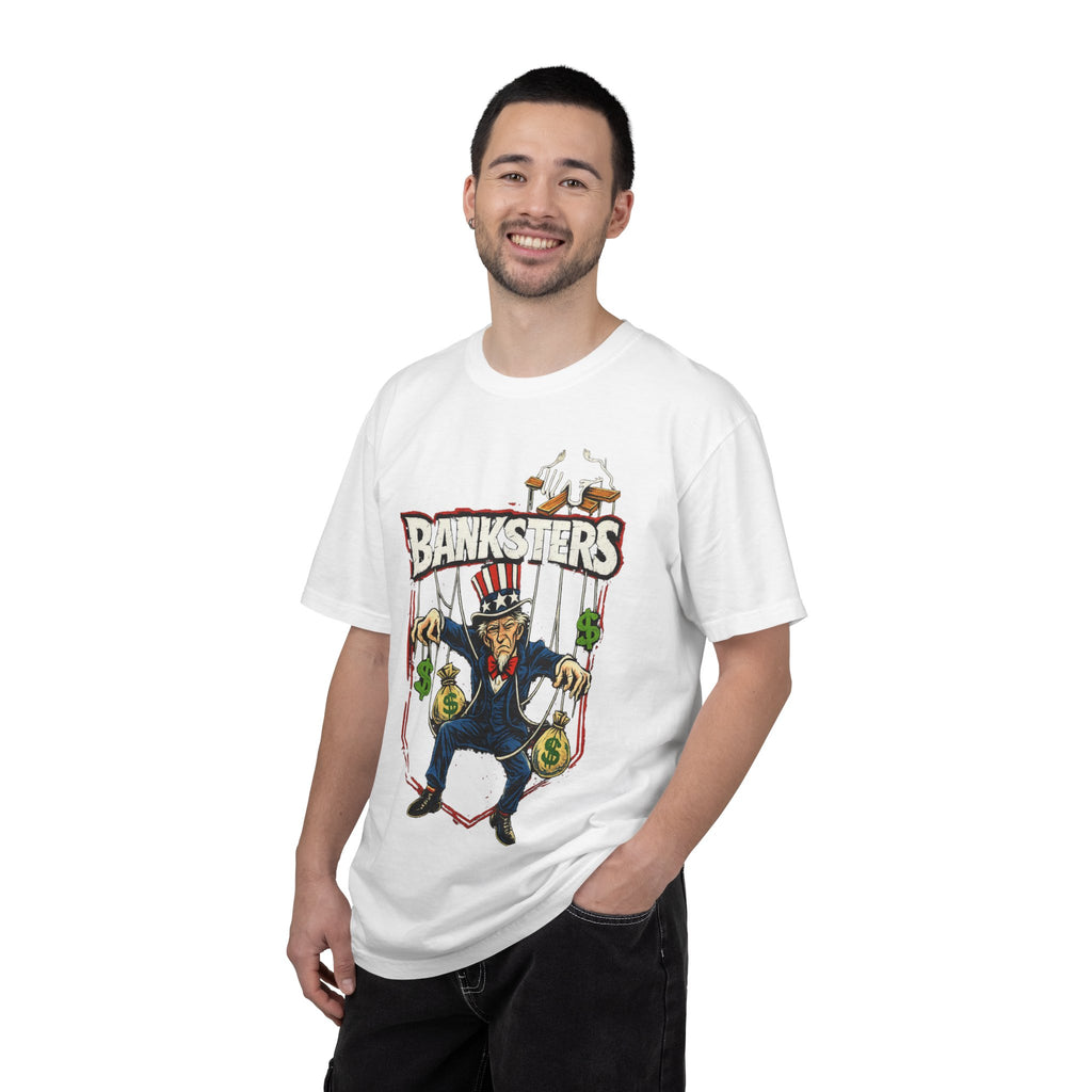 Banksters Graphic T-Shirt — Uncle Sam Money Puppet Protest Tee