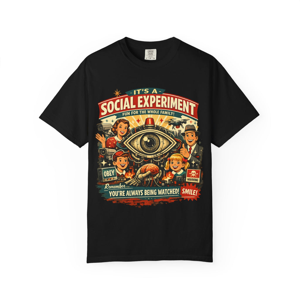 T-Shirt — "It's a Social Experiment" Retro Surveillance Graphic Tee