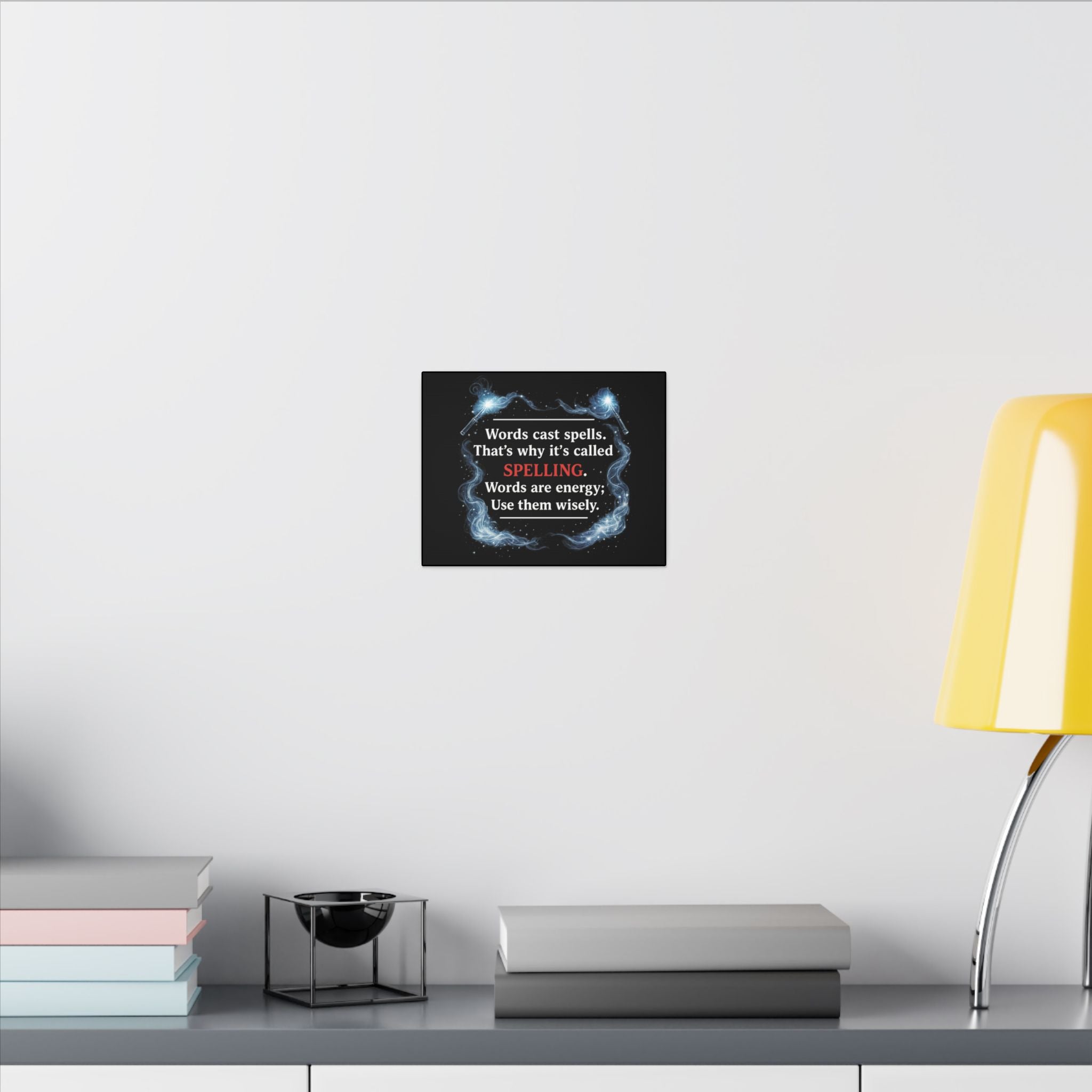 Spelling Magic Canvas Wall Art — "Words Cast Spells" Quote