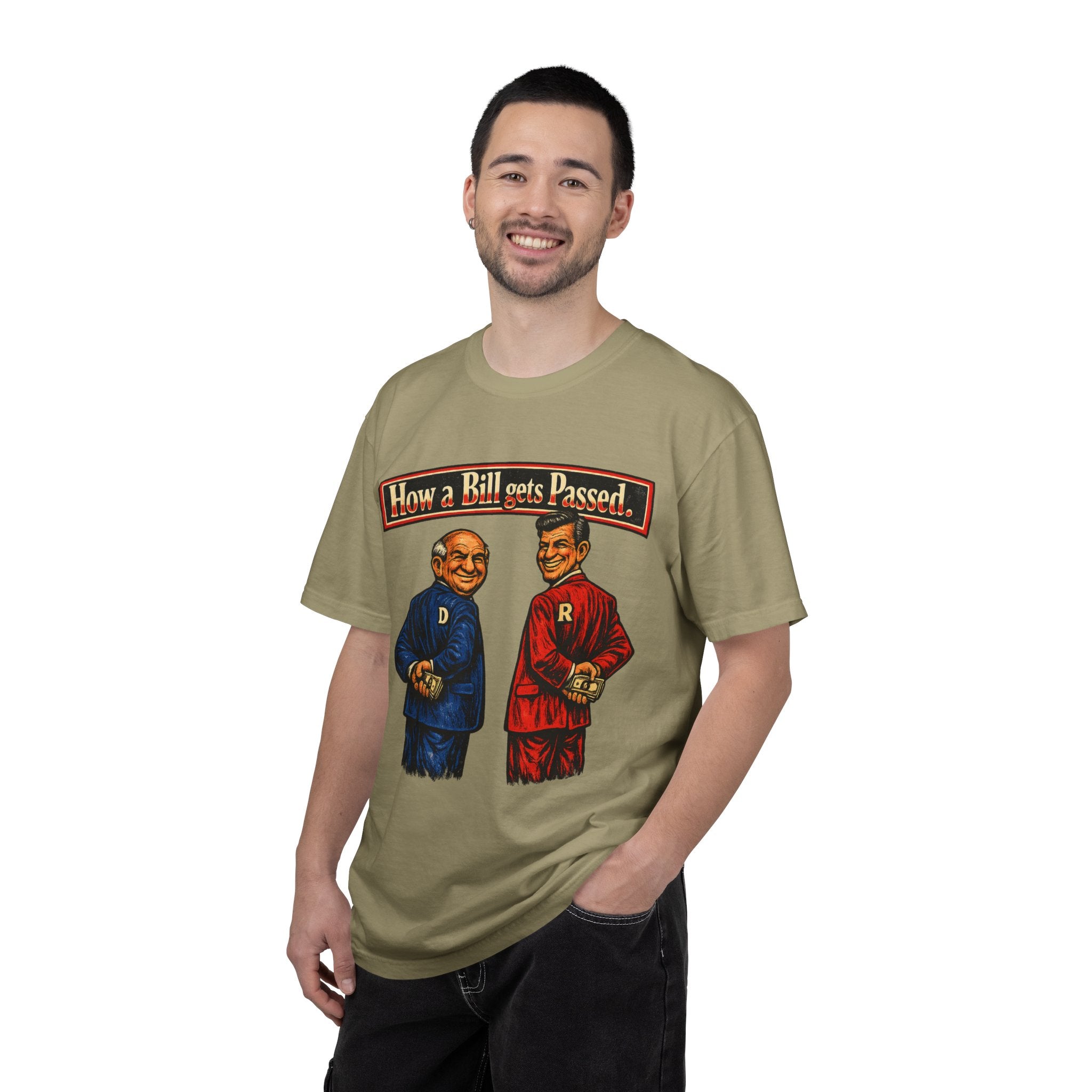 How a Bill Gets Passed Political T-Shirt — Vintage Party Satire Tee