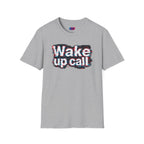 Wake Up Call Graphic Tee — Retro Glitch Text T‑Shirt