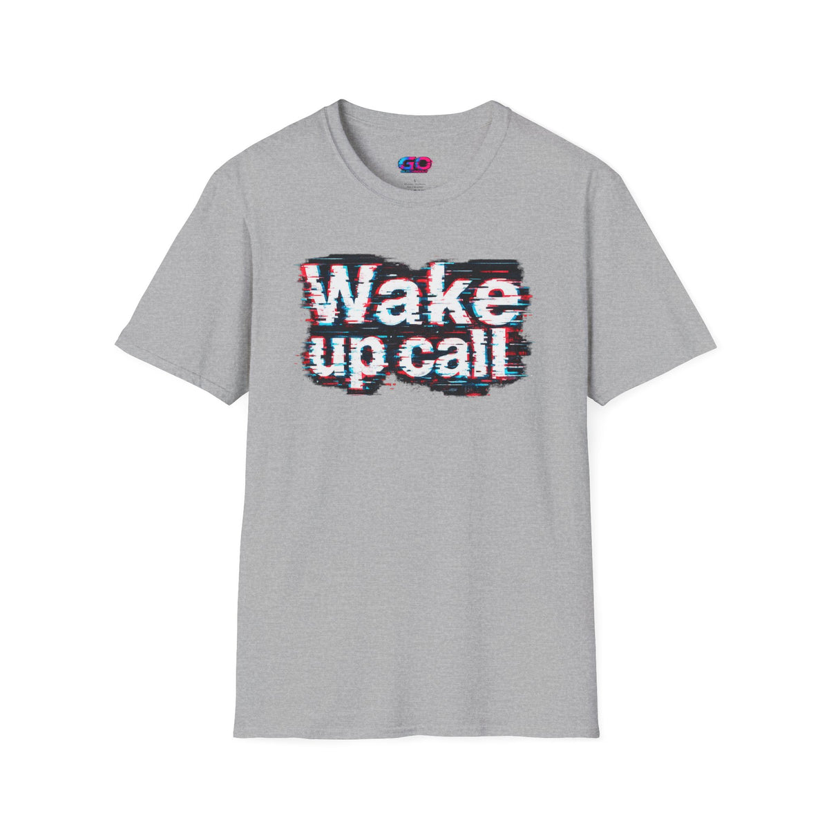 Wake Up Call Graphic Tee — Retro Glitch Text T‑Shirt