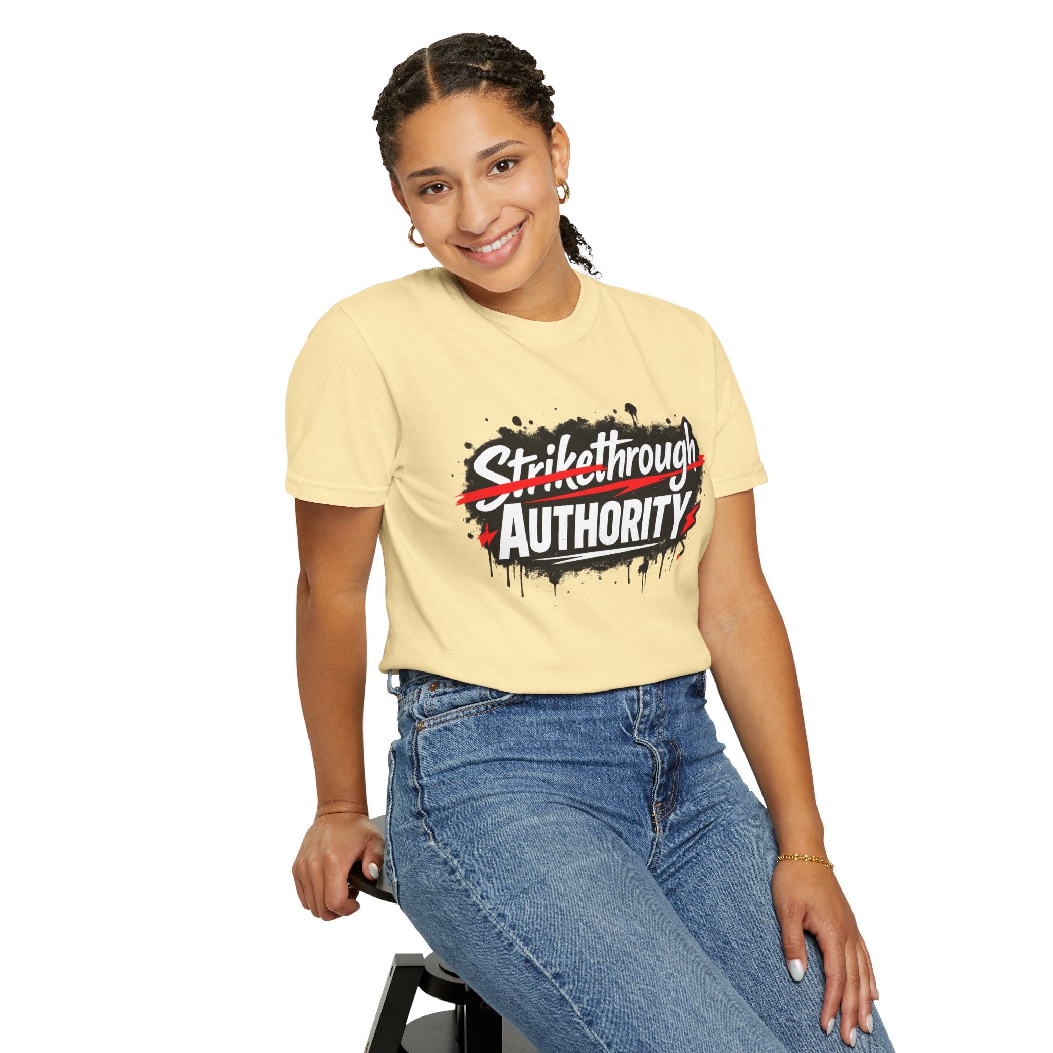 T-Shirt — “Strikethrough Authority” Graphic Tee | Bold Streetwear Protest Design