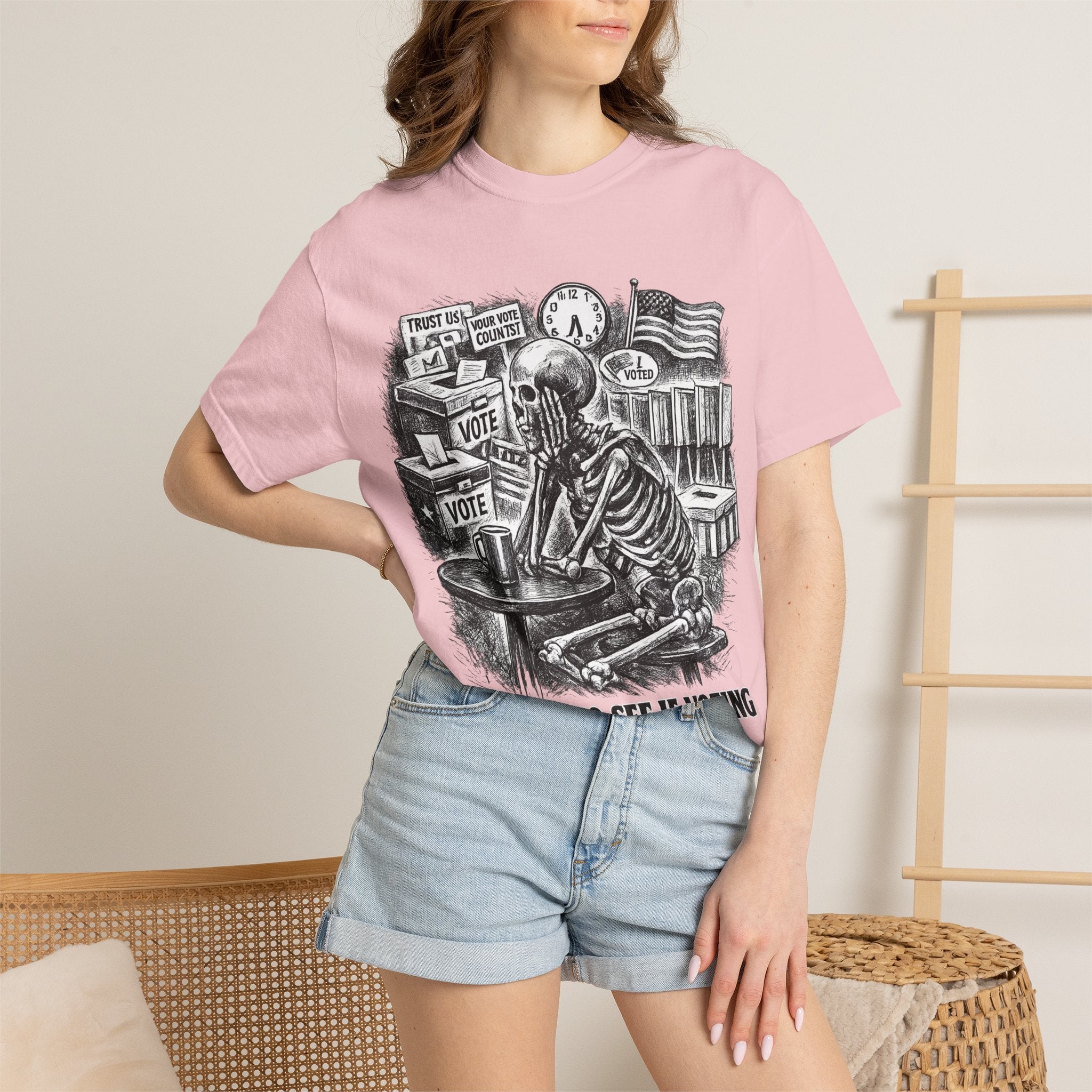 Voting Skeptic Graphic T-Shirt — "Waiting to See If Voting Changes Anything."