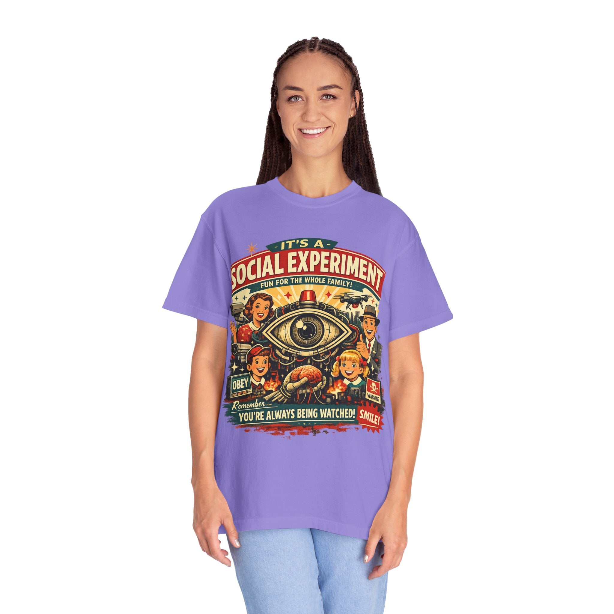 T-Shirt — "It's a Social Experiment" Retro Surveillance Graphic Tee