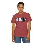 Glitchy Graphic T-Shirt — Retro Glitch Text Tee (Front "GO", Back "Glitchy")