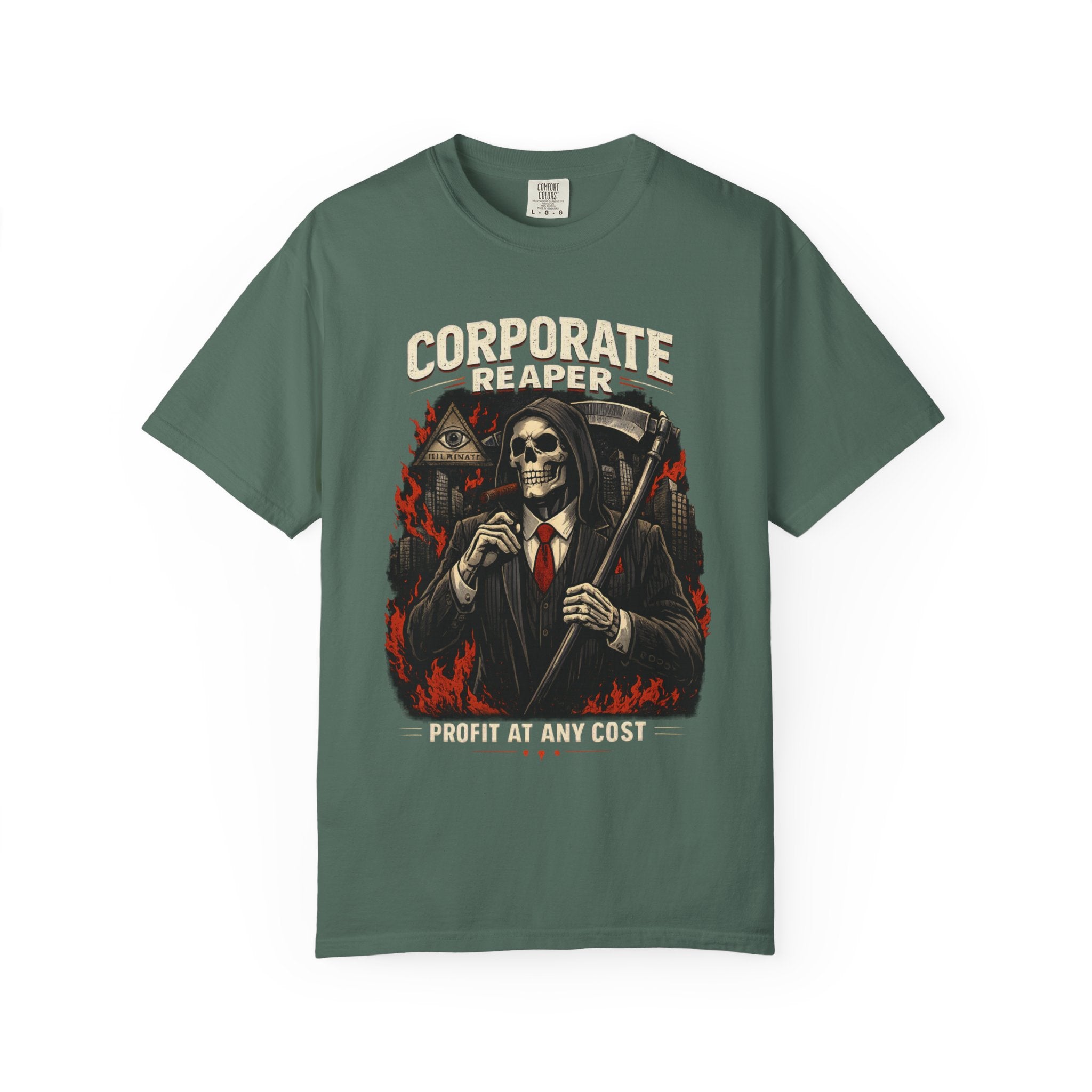 "Corporate Reaper" Skeleton Suit Graphic Tee