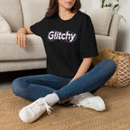 Glitchy Graphic T-Shirt — Retro Glitch Text Tee