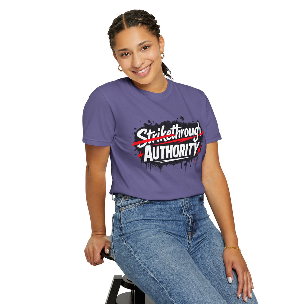 T-Shirt — “Strikethrough Authority” Graphic Tee | Bold Streetwear Protest Design