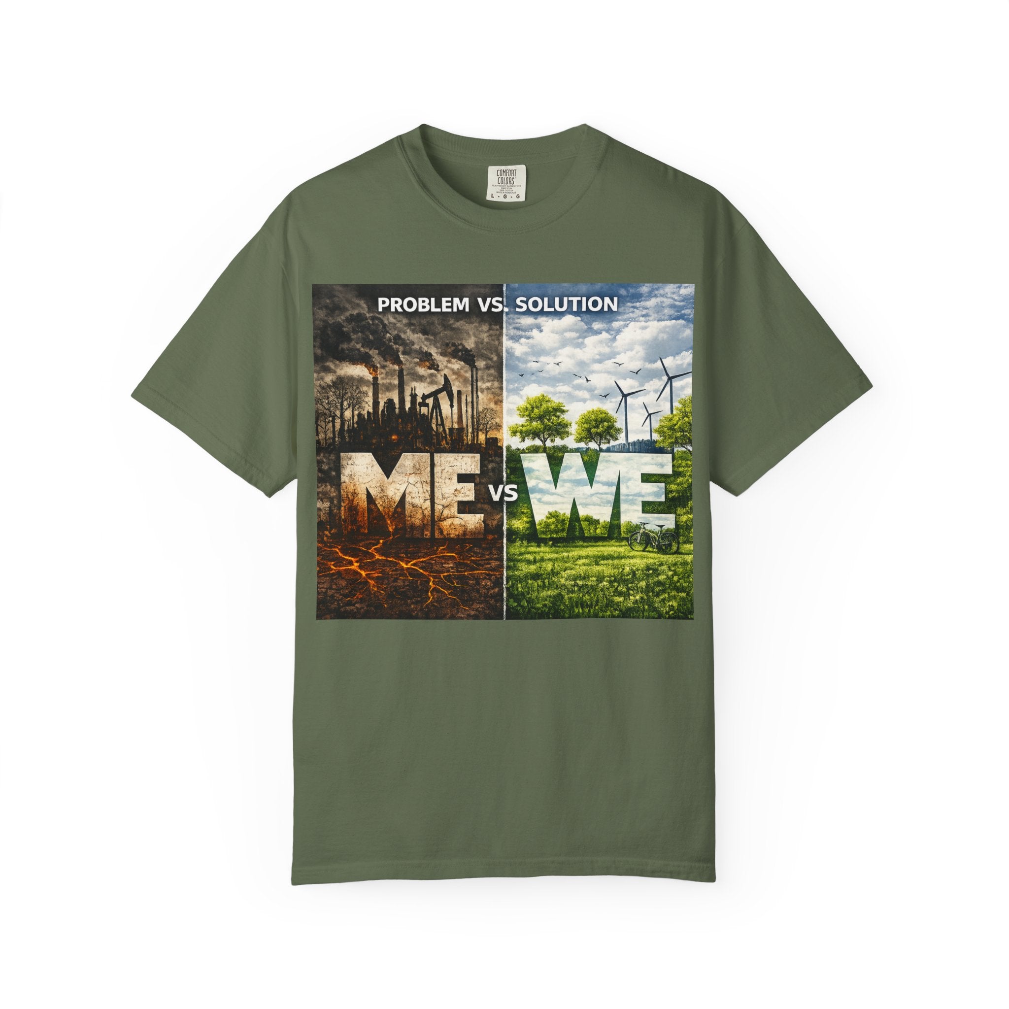 Me vs We Environmental Awareness T-Shirt — Problem vs Solution Graphic Tee