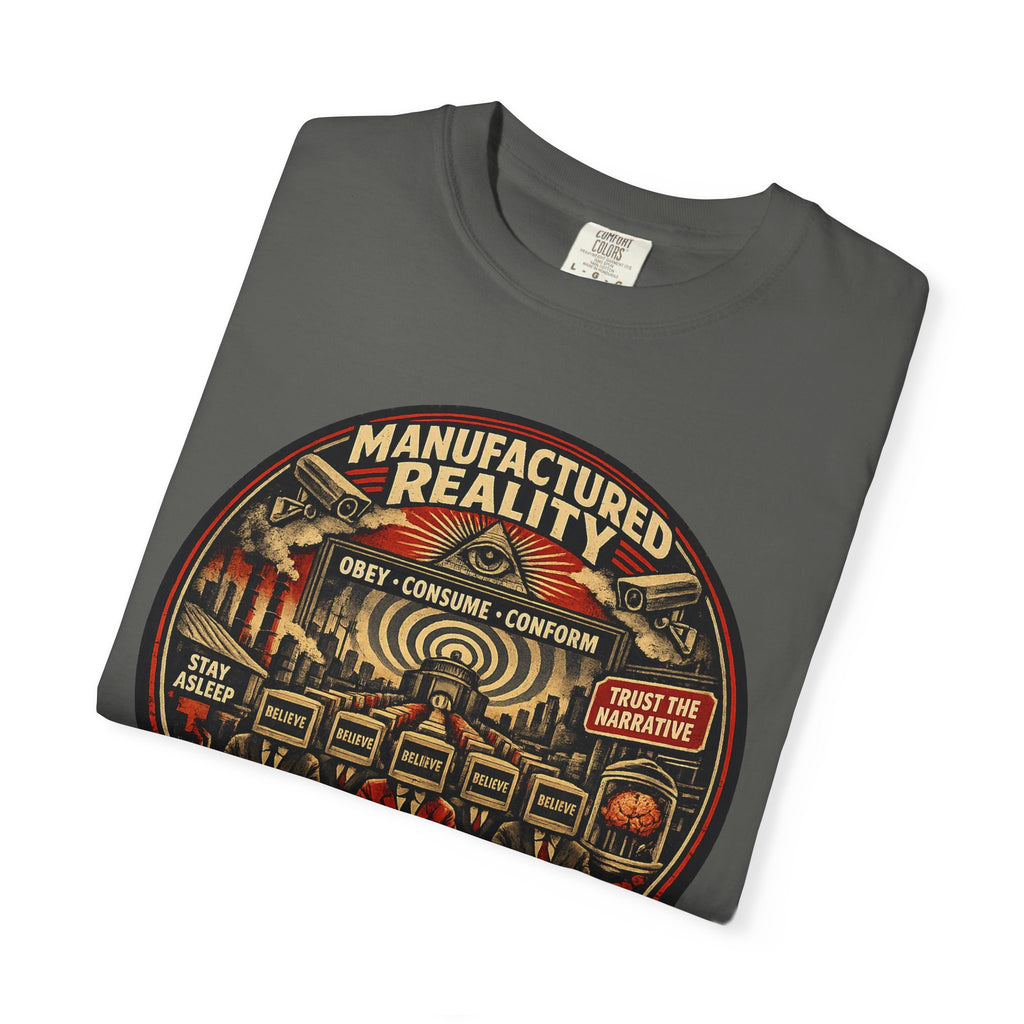 Manufactured Reality Graphic "Building Your Illusion" Vintage Protest — T-Shirt