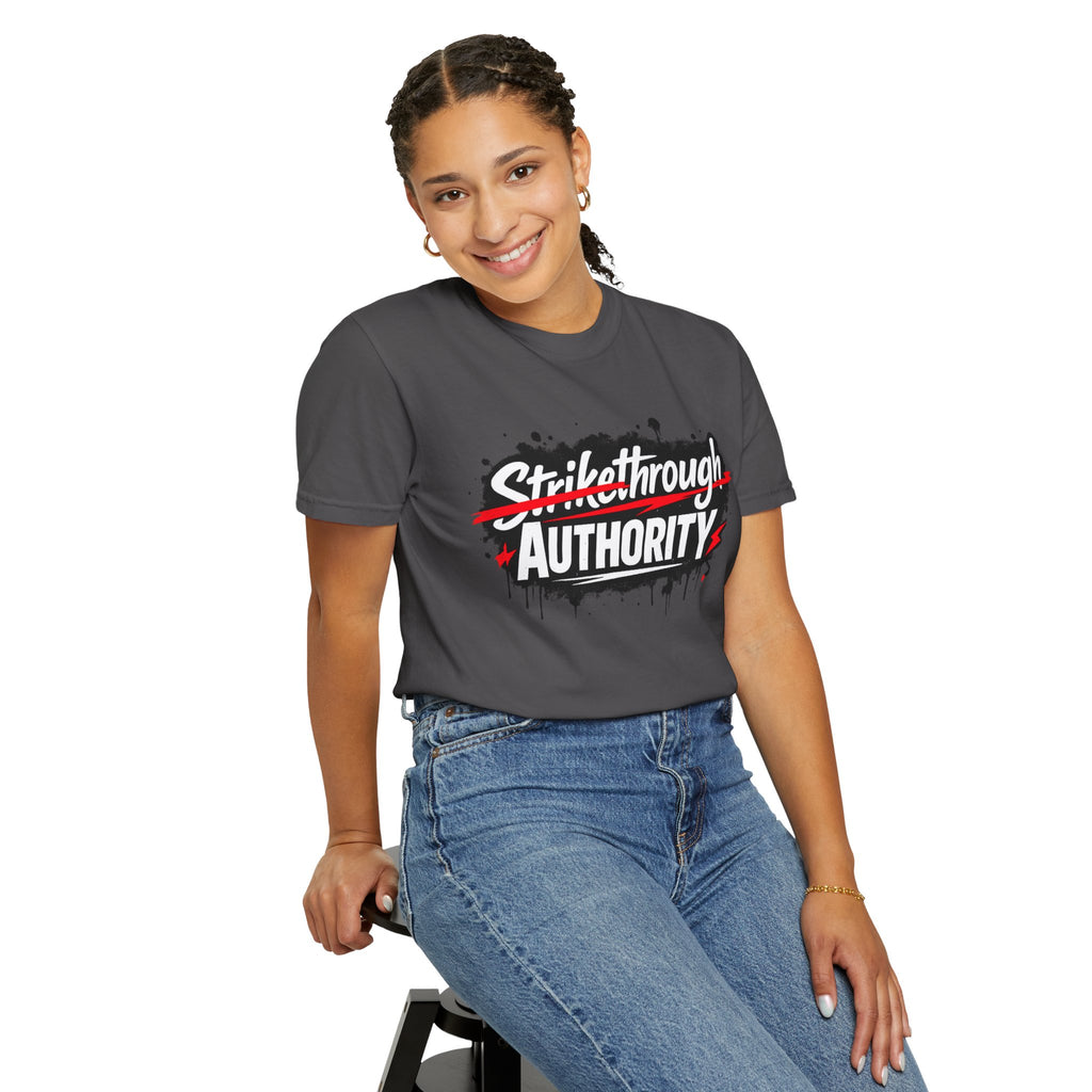 T-Shirt — “Strikethrough Authority” Graphic Tee | Bold Streetwear Protest Design