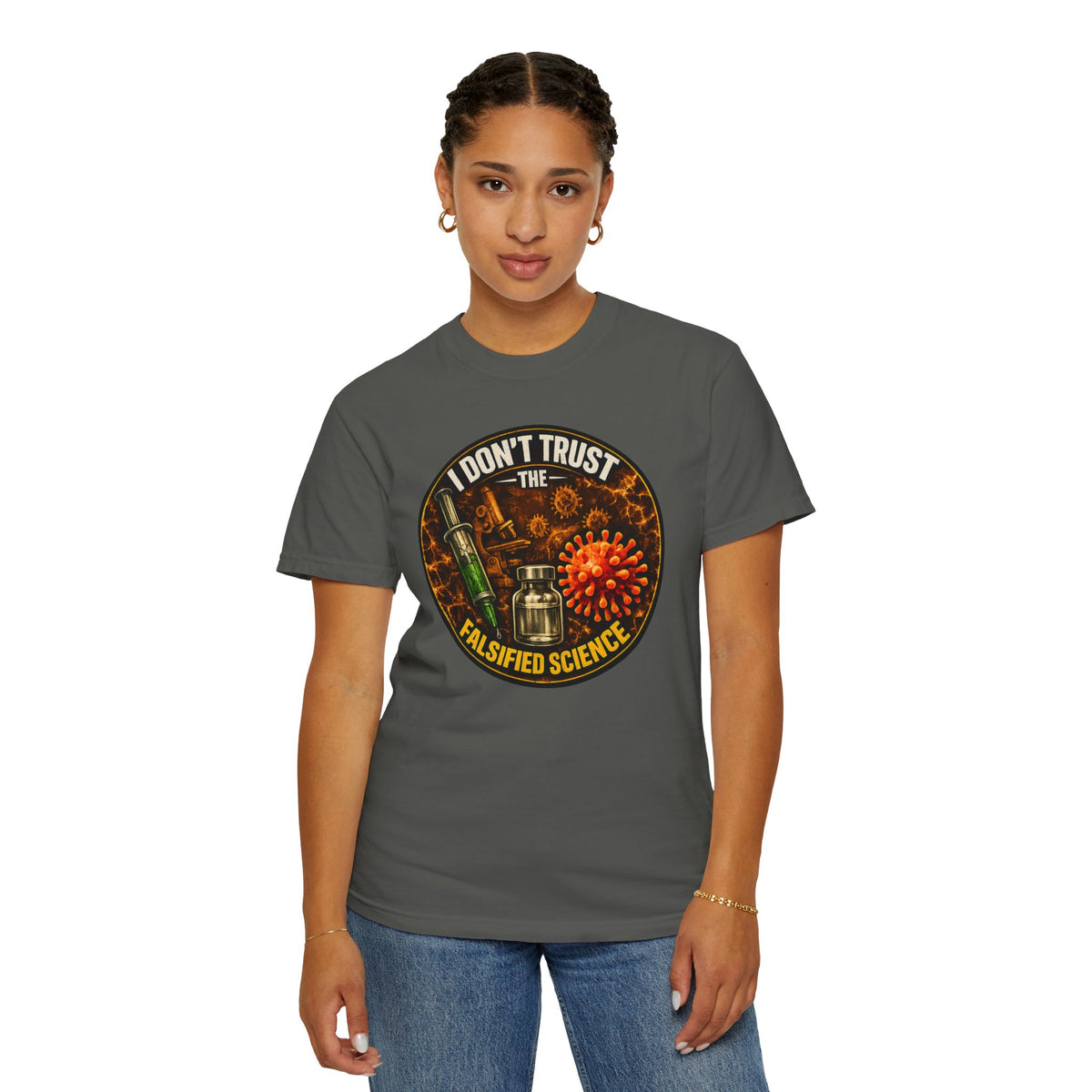 "I Don't Trust the Falsified Science" Vax Skeptic Graphic Tee