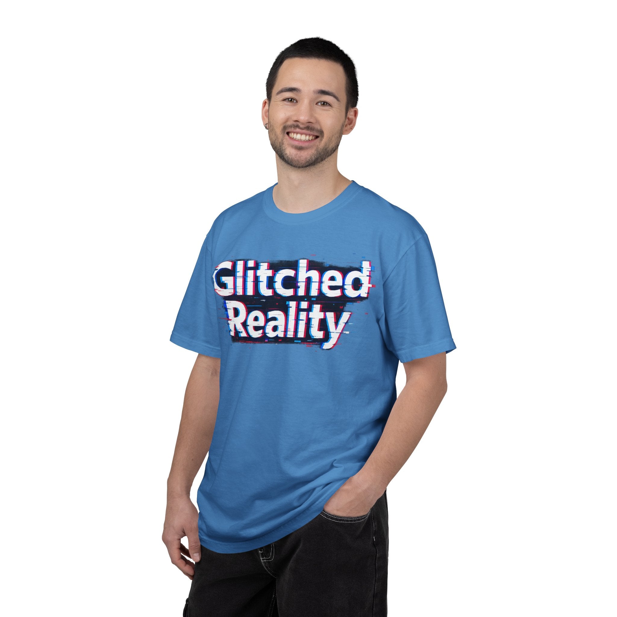 Glitched Reality T‑Shirt — Retro Glitch Graphic Tee with "Glitched Reality" Text