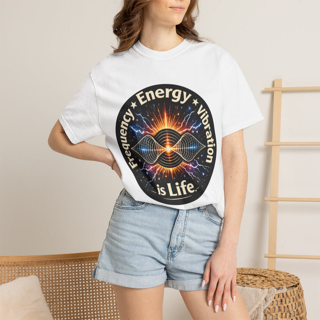 Energy & Vibration T-Shirt — "Frequency is Life" Spiritual Graphic Tee