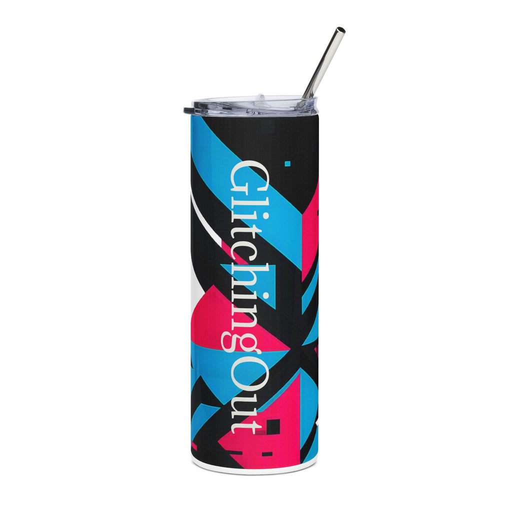 20oz Stainless Steel Tumbler — Glitching Out Neon Geometric Design