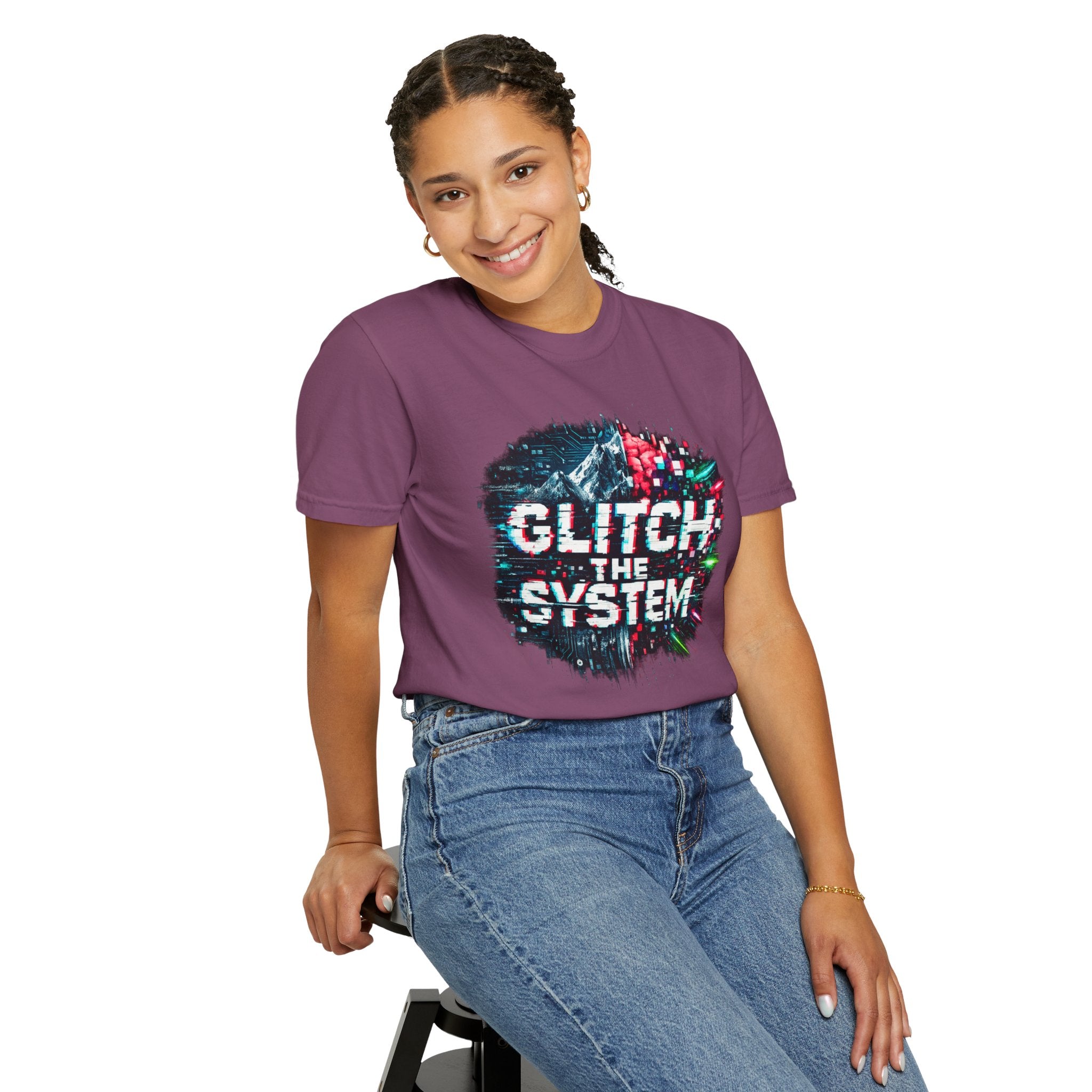 Glitch The System V3 Graphic Tee — Retro Cyberpunk Distressed Design