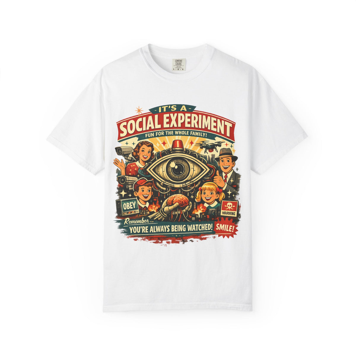 T-Shirt — "It's a Social Experiment" Retro Surveillance Graphic Tee
