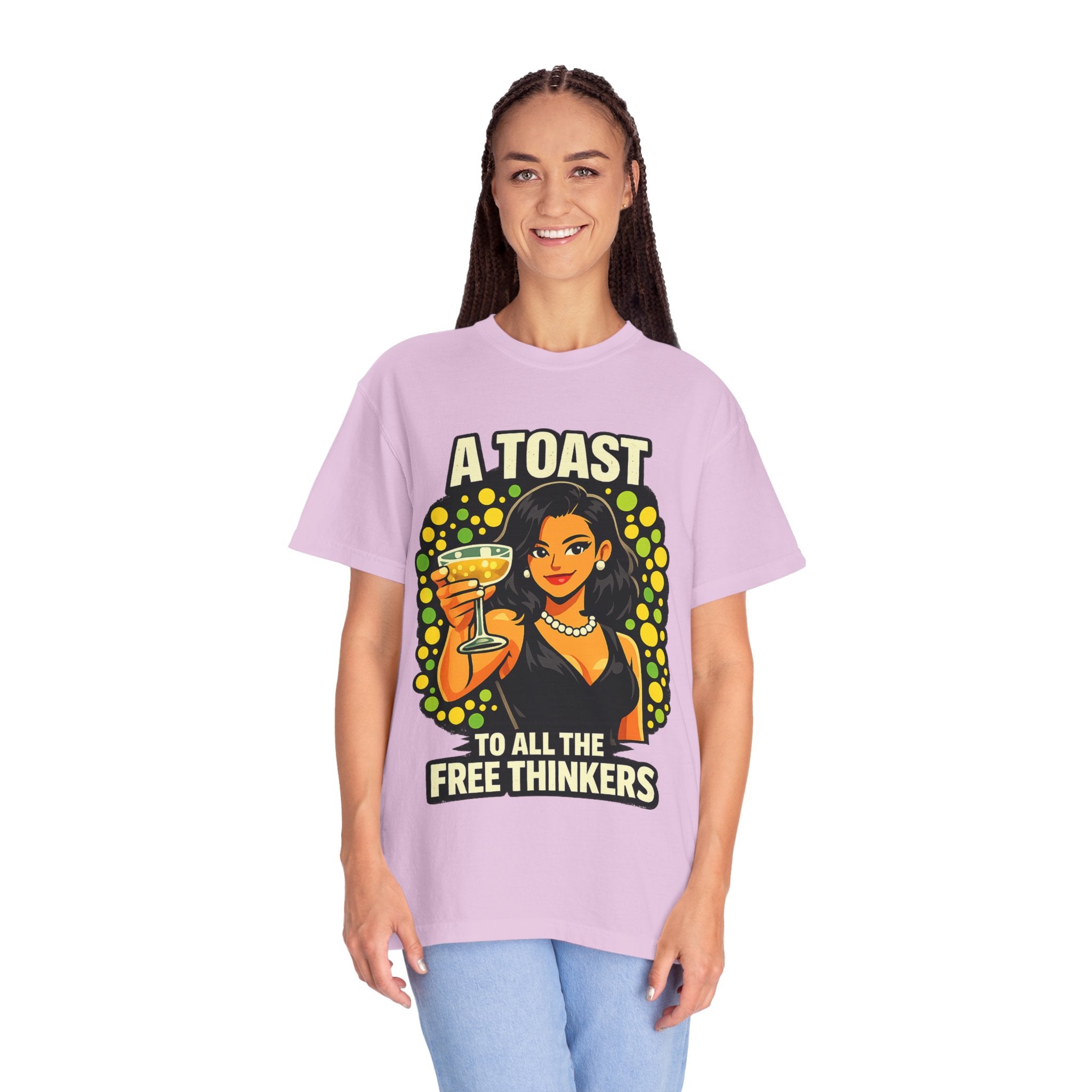 Vintage 'A Toast to All the Free Thinkers' Graphic T-Shirt