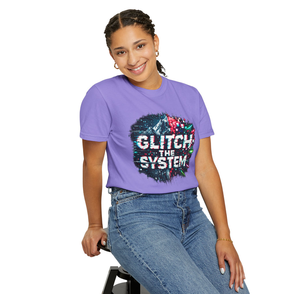 Glitch The System V3 Graphic Tee — Retro Cyberpunk Distressed Design