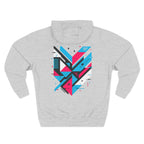 Glitching Out Hoodie — Retro Cyber Geometric Graphic Fleece Hoodie