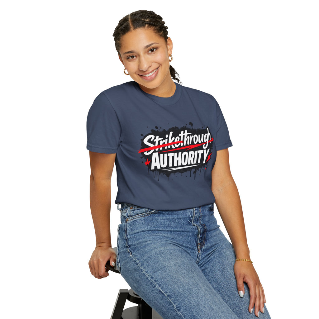 T-Shirt — “Strikethrough Authority” Graphic Tee | Bold Streetwear Protest Design
