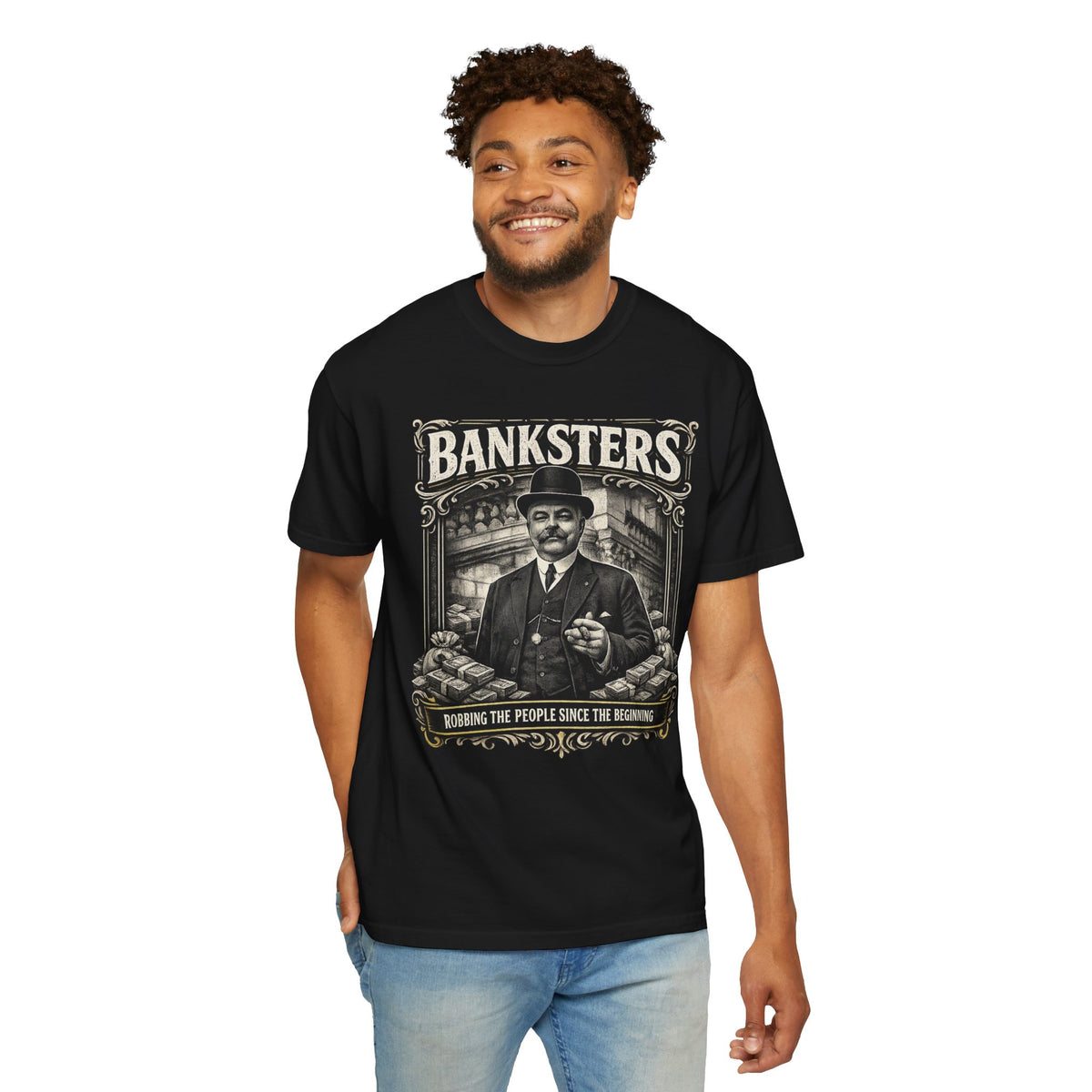 Banksters Vintage Graphic T-Shirt — 'Banksters: Robbing the People Since the Beginning'