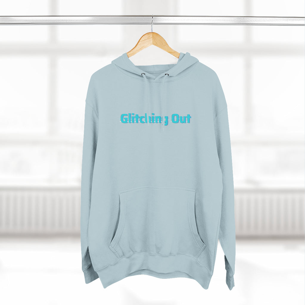 Glitching Out Hoodie — Retro Cyber Geometric Graphic Fleece Hoodie