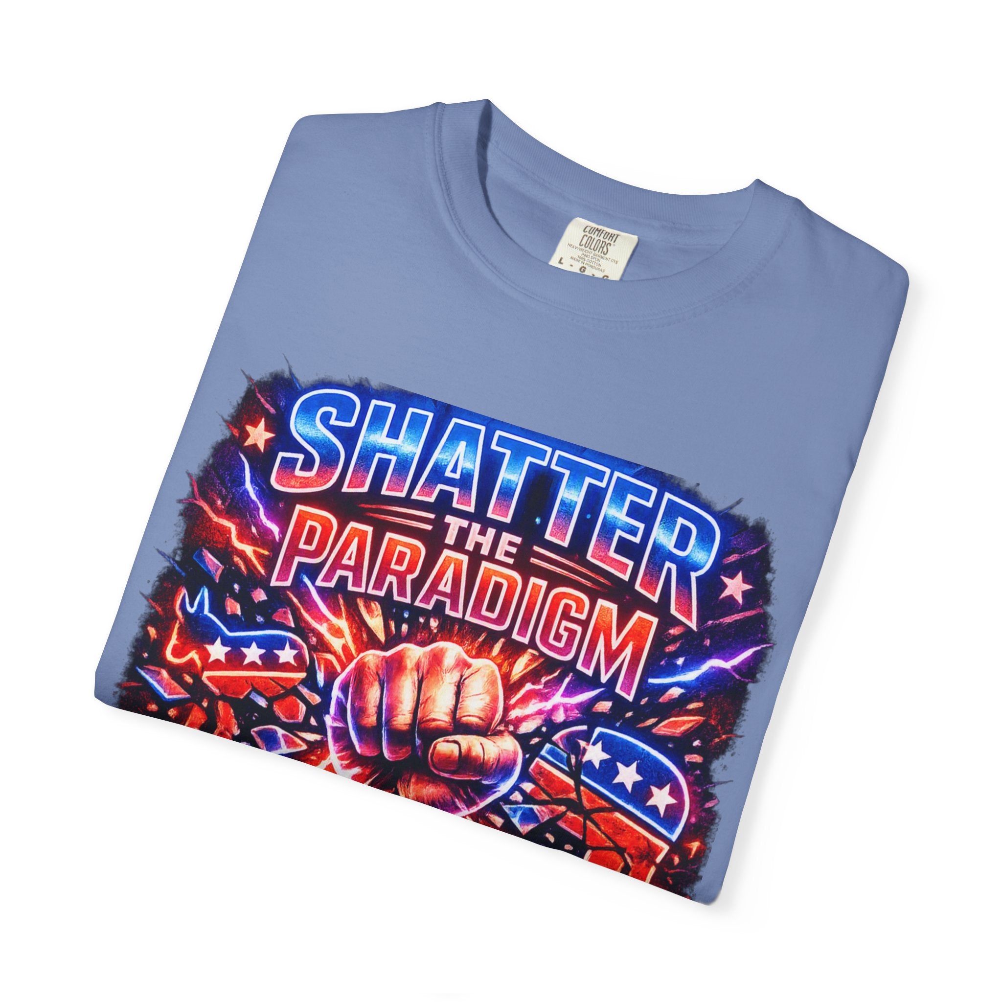 Shatter the Paradigm Graphic T-Shirt — Break Free Fist Design