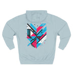 Glitching Out Hoodie — Retro Cyber Geometric Graphic Fleece Hoodie