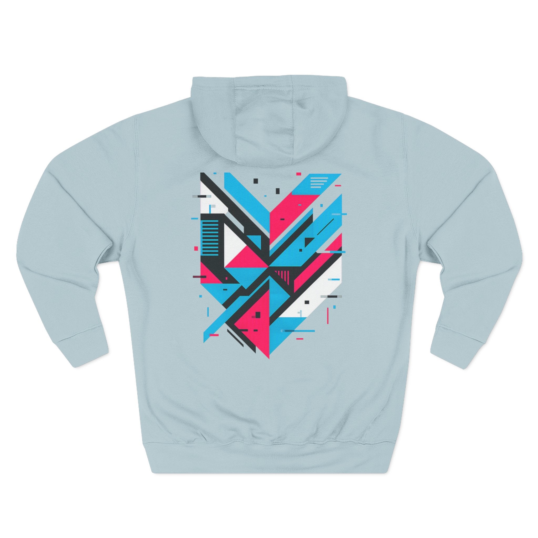 Glitching Out Hoodie — Retro Cyber Geometric Graphic Fleece Hoodie