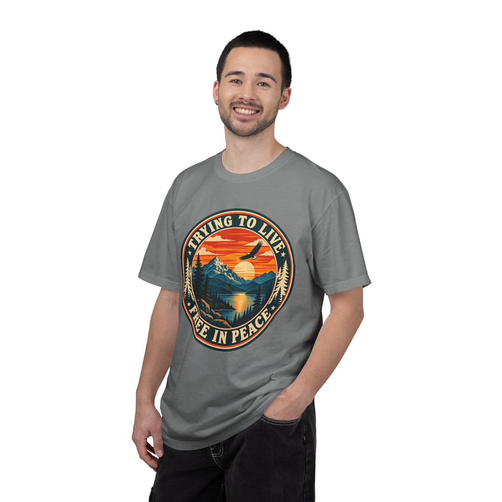 Trying to Live Free in Peace Vintage Mountain T-Shirt