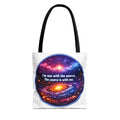 Spiritual Galaxy Tote Bag - "I'm one with the source. The source is with me." Cosmic Meditation Tote