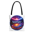 Spiritual Galaxy Tote Bag - "I'm one with the source. The source is with me." Cosmic Meditation Tote