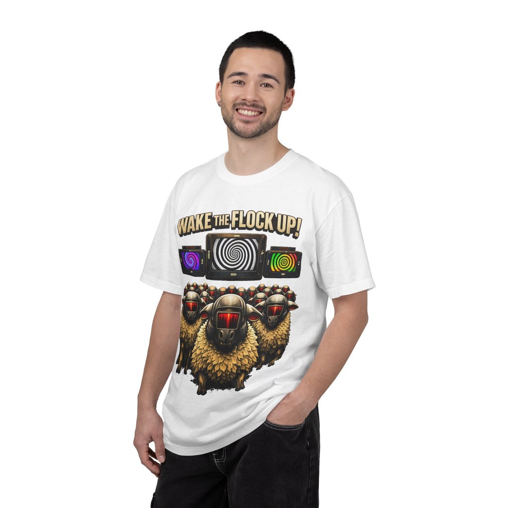 Wake the Flock Up! V3 Hypnotic Sheep Novelty Graphic T-Shirt