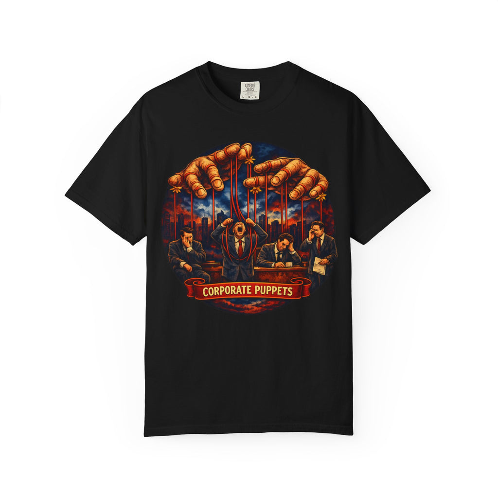 'Corporate Puppets' Satire Graphic T-Shirt