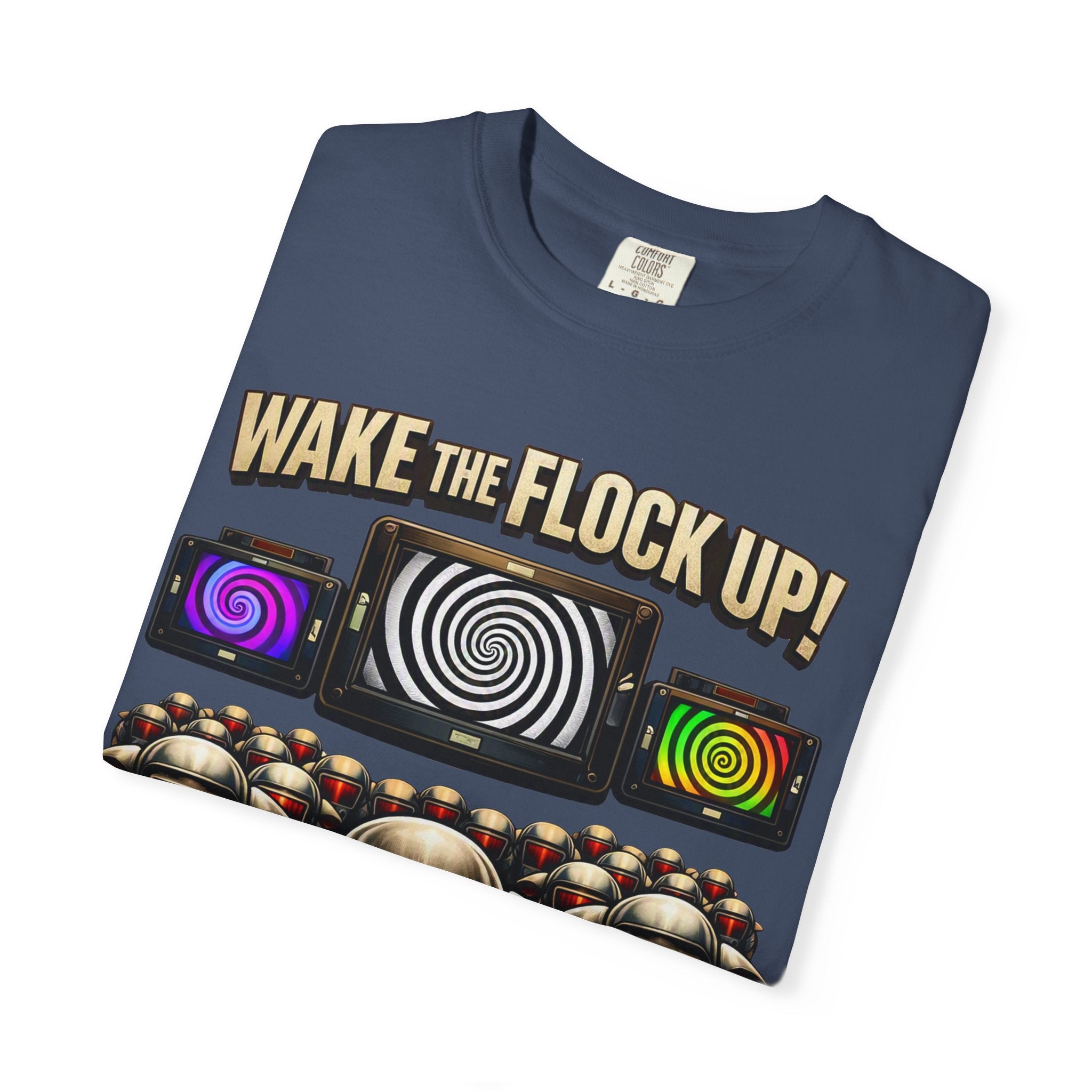 Wake the Flock Up! V3 Hypnotic Sheep Novelty Graphic T-Shirt