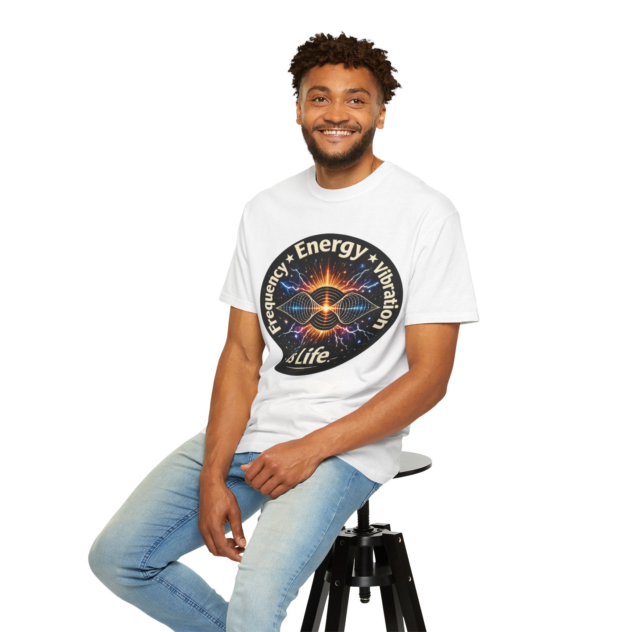 Energy & Vibration T-Shirt — "Frequency is Life" Spiritual Graphic Tee