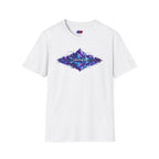 Graphic T-Shirt — 'Glitching Out' Neon Mountain Vaporwave Design