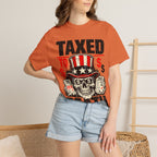 Taxed to Death T-Shirt — Patriotic Skull Tax Humor Tee