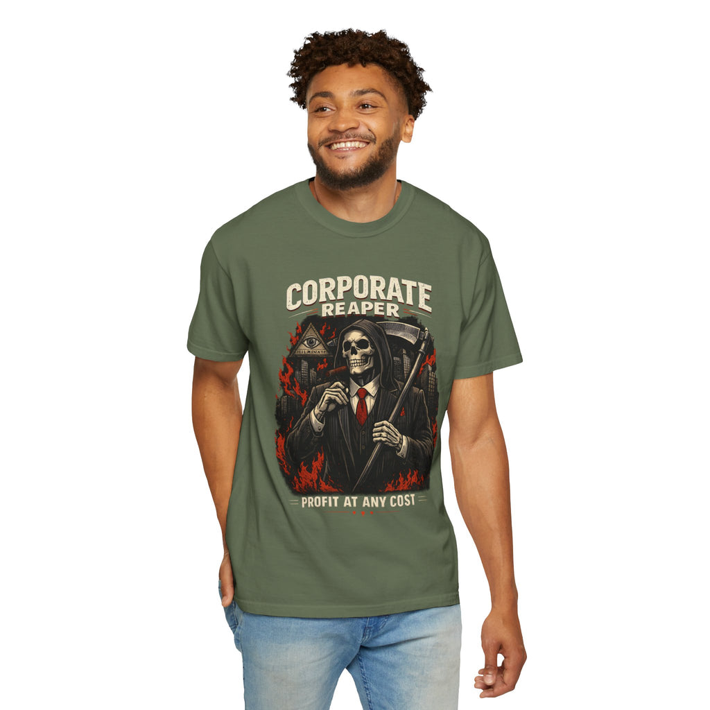 "Corporate Reaper" Skeleton Suit Graphic Tee