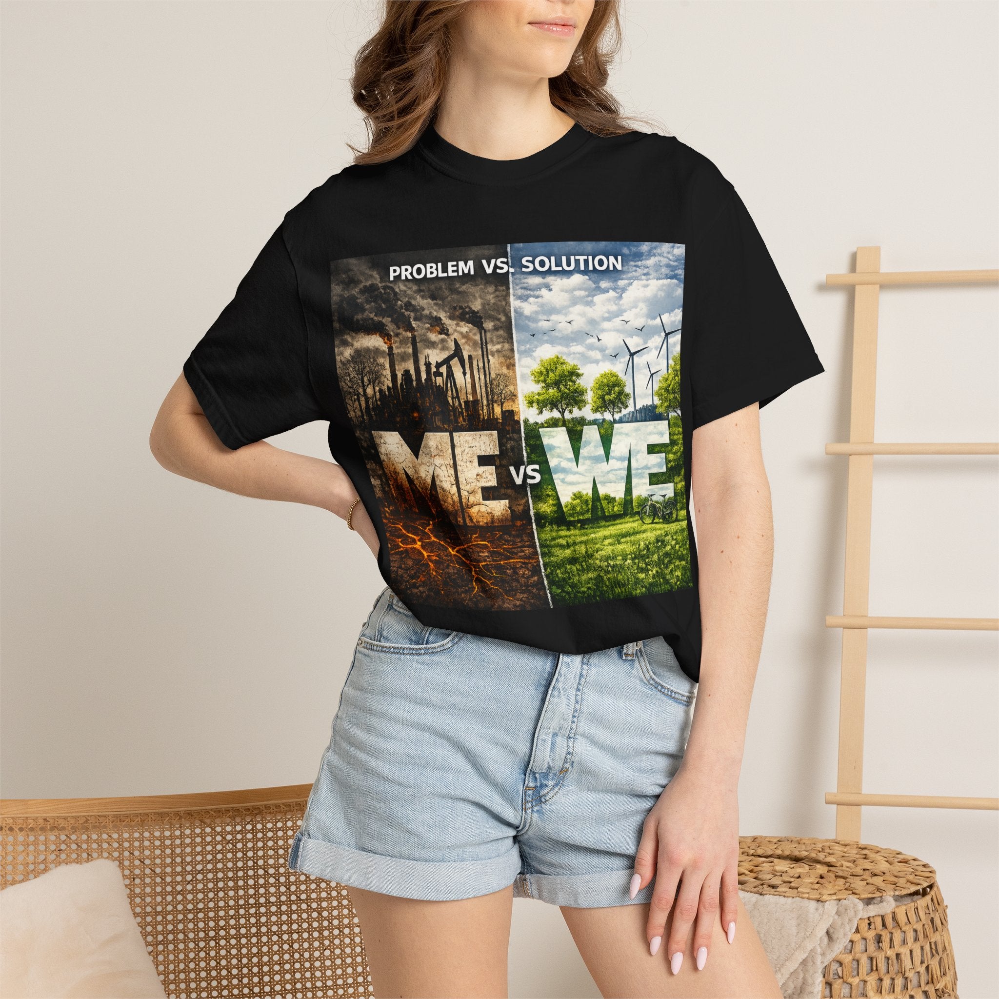 Me vs We Environmental Awareness T-Shirt — Problem vs Solution Graphic Tee