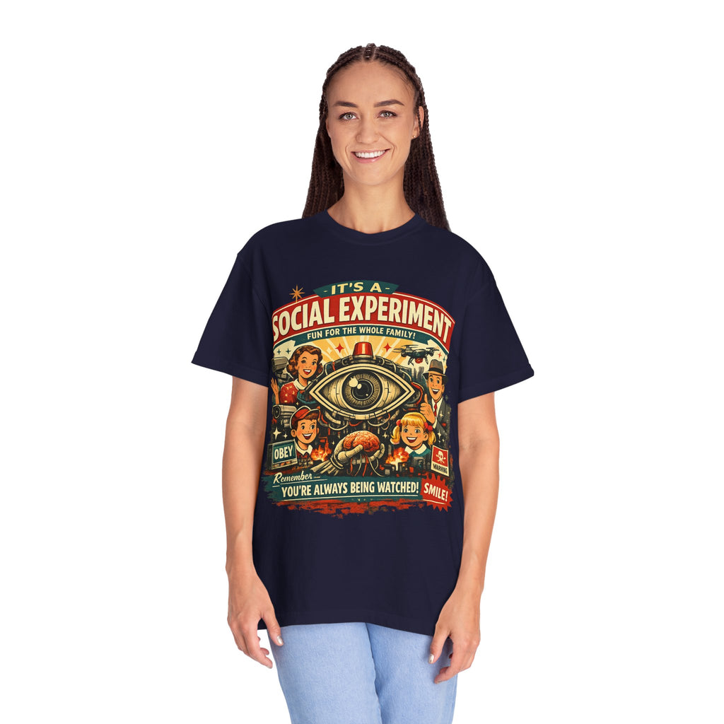 T-Shirt — "It's a Social Experiment" Retro Surveillance Graphic Tee
