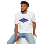 Graphic T-Shirt — 'Glitching Out' Neon Mountain Vaporwave Design