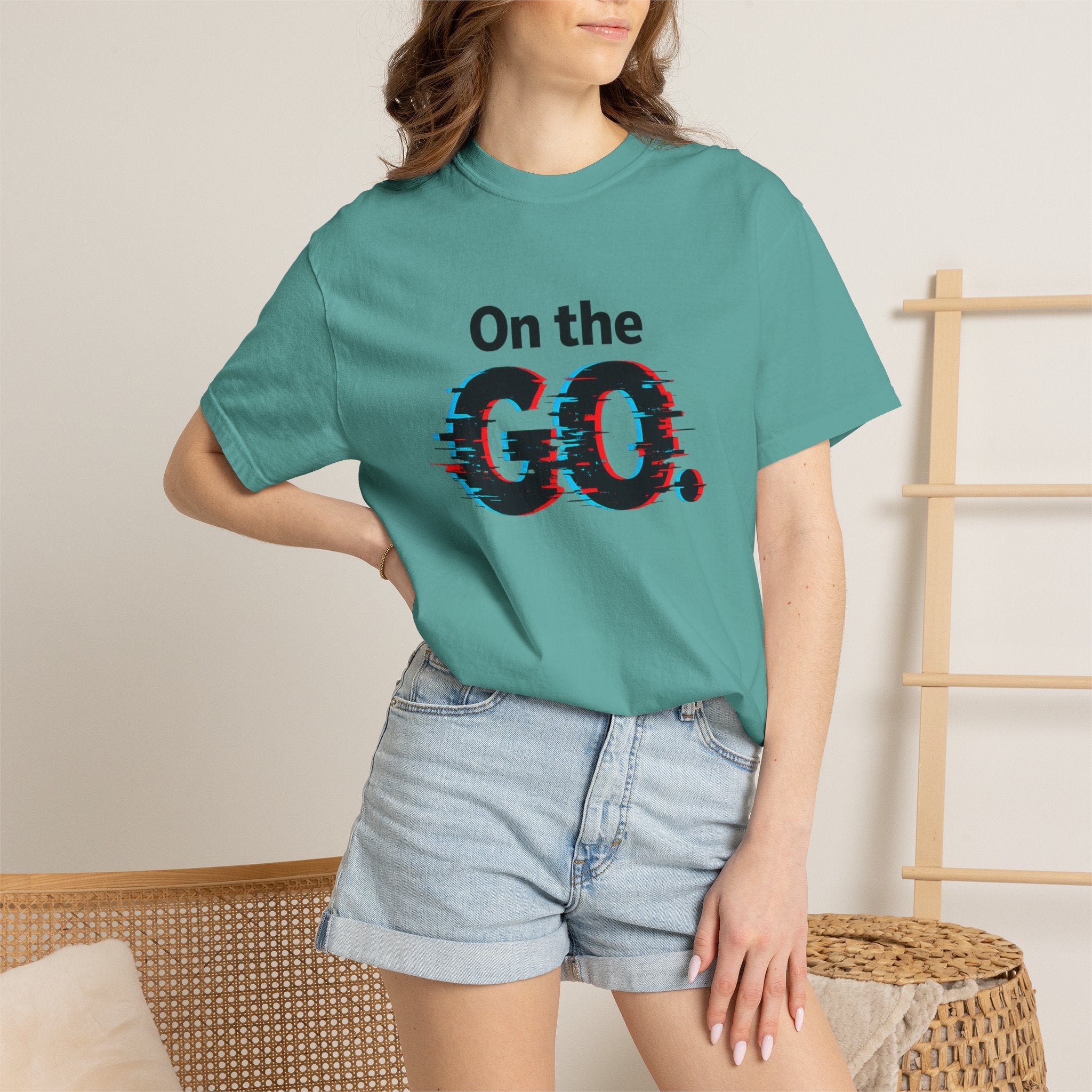 On the GO. Graphic T-Shirt — 'On the GO.' Retro Glitch Travel Tee